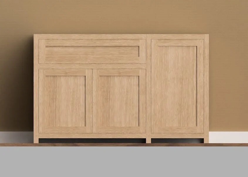 Variations on a theme today. Here’s a design for a slimmed down version of the Willow Modern Media Builtin. This is 53w x 33h x 18d Dining Sideboard.  #custom #custommade #smallbusiness #wood #woodworking #woodwork #woodgifts #niagara