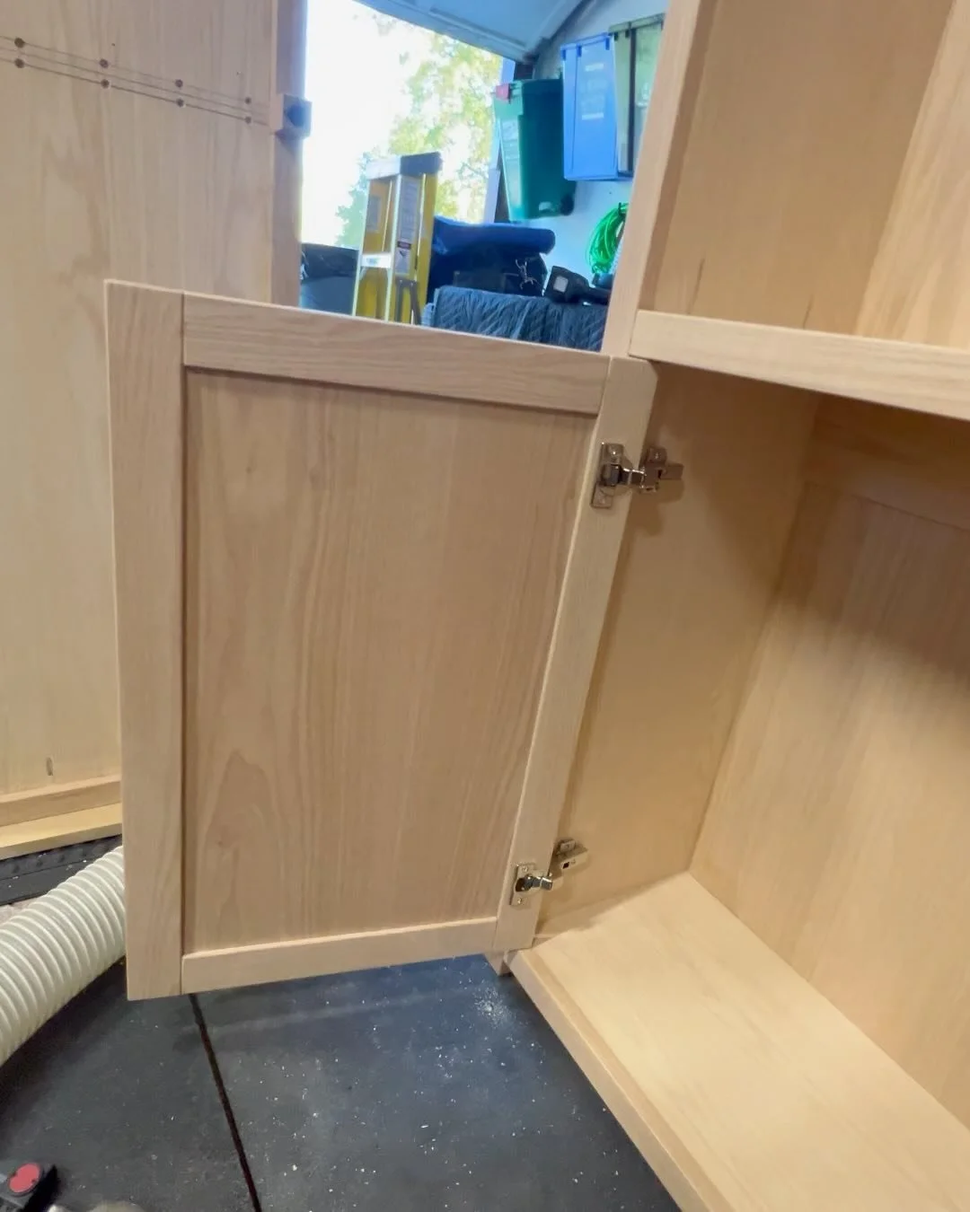 Some work in progress pics of the Modern Media Cabinet in solid Red Oak. This giant bookcase is 7 feet tall and 3 feet wide and 1/2 in the works. #woodworker #woodworking #smallbusiness #custommade #furniture #furnituredesign #niagarabusiness #niagar