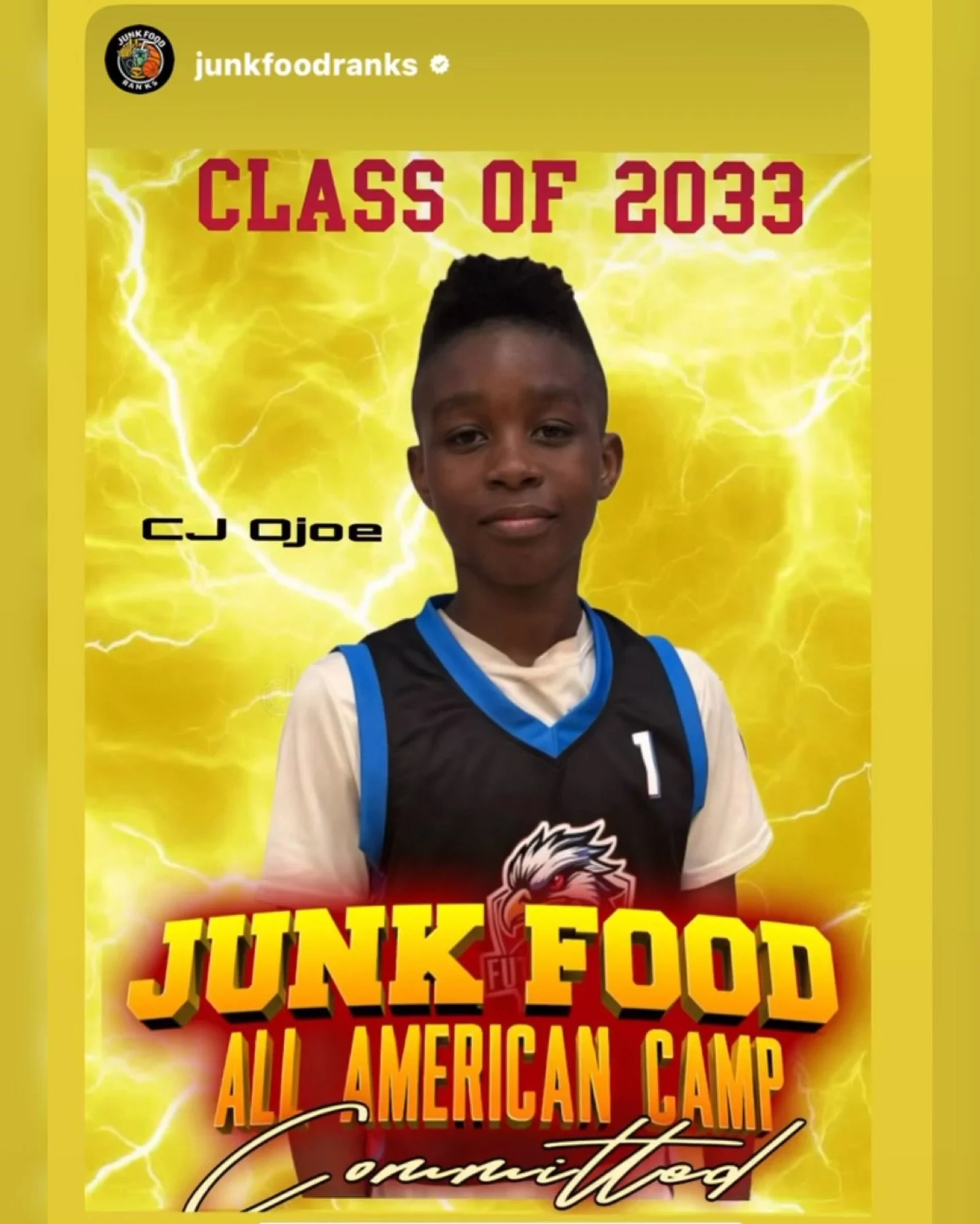 Big Congrats to CJ Ojo on his invite to 
🍔🥤 @junkfoodranks Camp &amp; Media Day! 

CJ&rsquo;s been a force All Season! ✨ If you see him, wish him luck as he represents Future Stars Sports and the MoCo/Clarksburg community. Come out and show your su