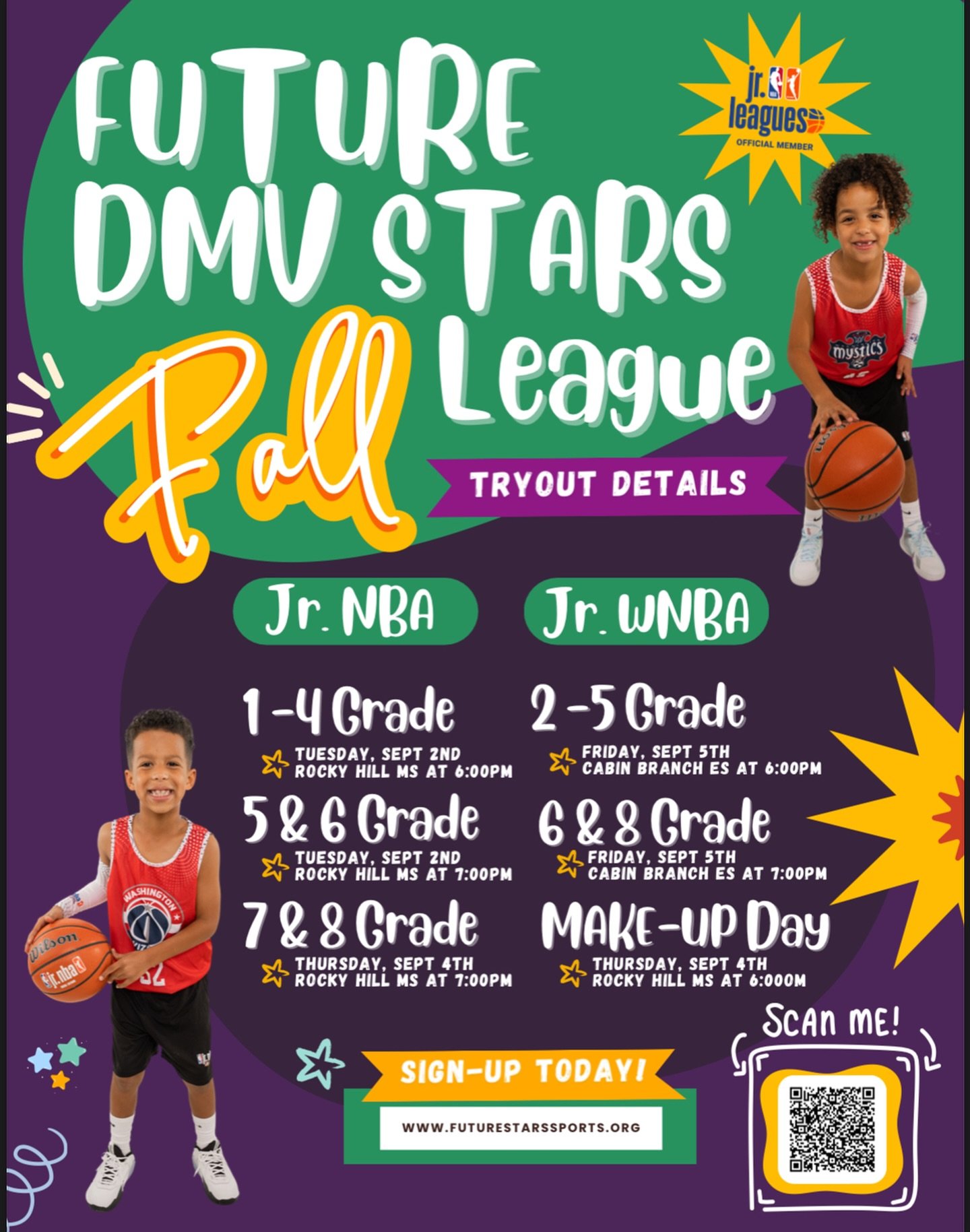 Future DMV Fall Jr. NBA/WNBA League Tryout Dates are HERE 🚨✨
Heads up&mdash; some dates have been adjusted!

If you haven&rsquo;t locked in your spot yet, now&rsquo;s the time! Sign up here and we&rsquo;ll see you on the court soon. 🏀

www.FutureSt