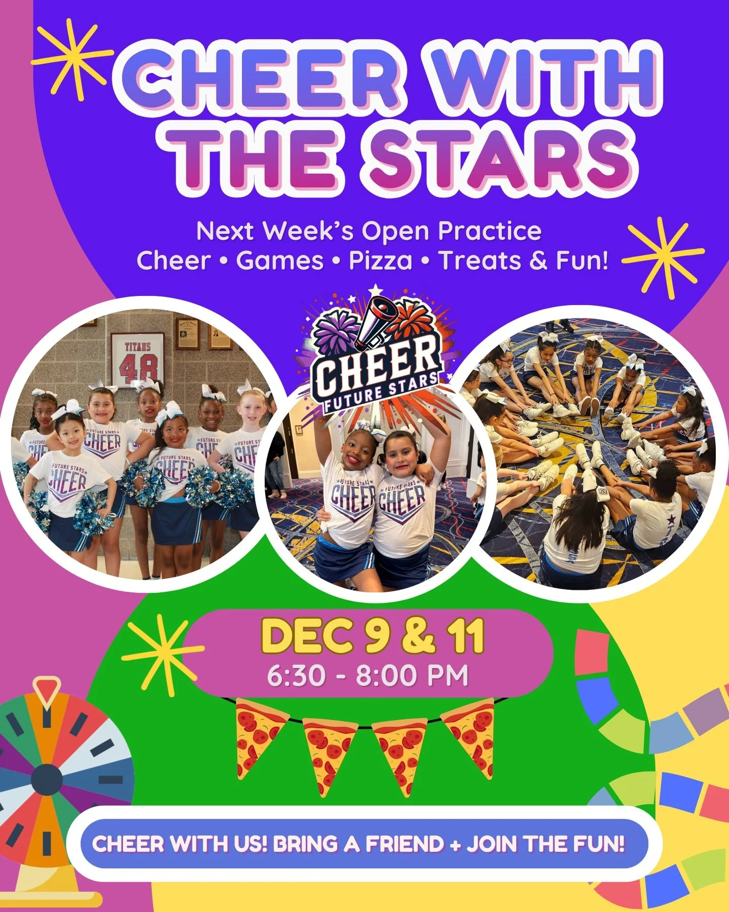 ✨ Cheer with the Stars ✨
Practice week just got WAY more fun! Grab your friends and get ready to practice next week!
Games, pizza, cheer, treats, and tons of fun with our coaches! ⭐💙📣

📍 Cabin Branch Elementary School 

There&rsquo;s still time to