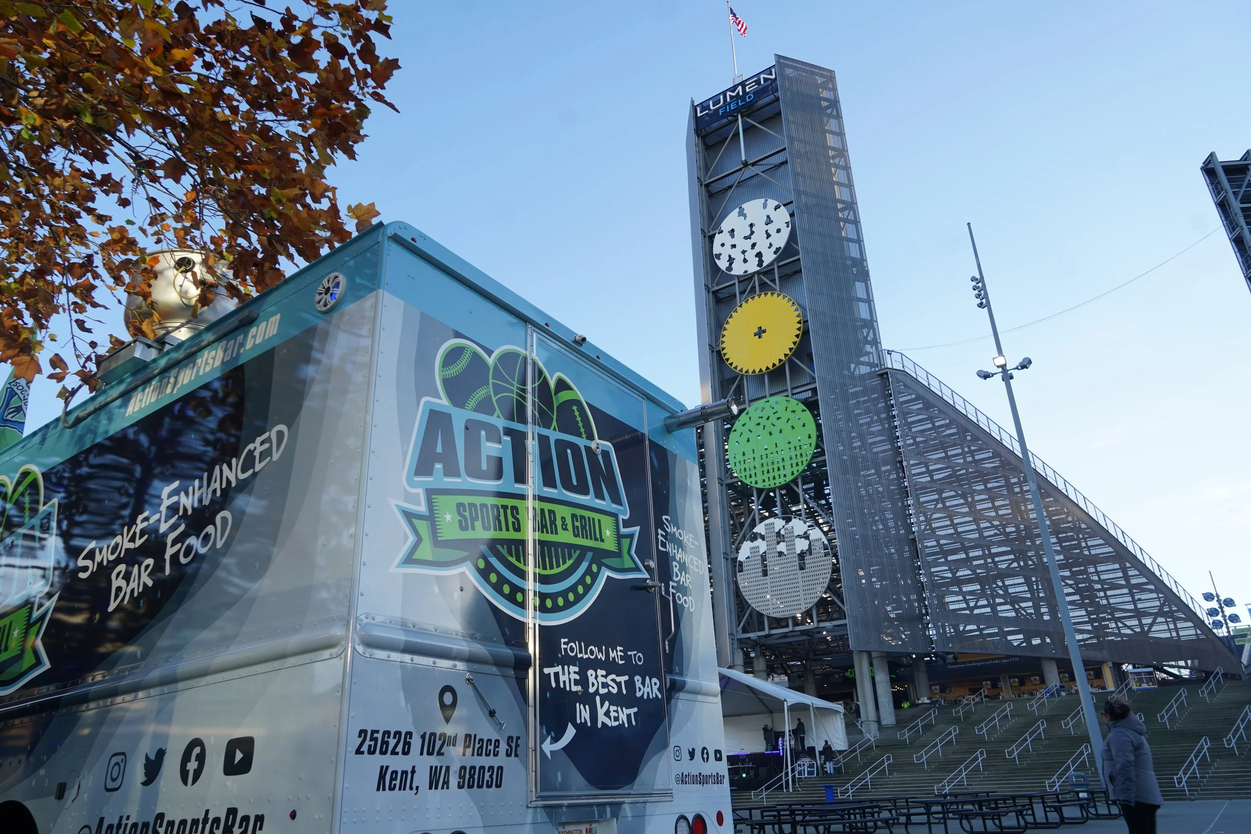 Action Food Truck, smoke enhanced bar food! Catering, neighborhood and