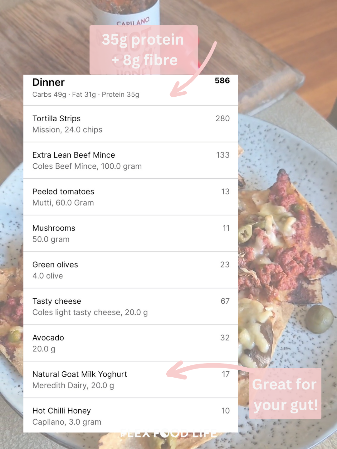 Flex Food Life nachos my fitness pal macros