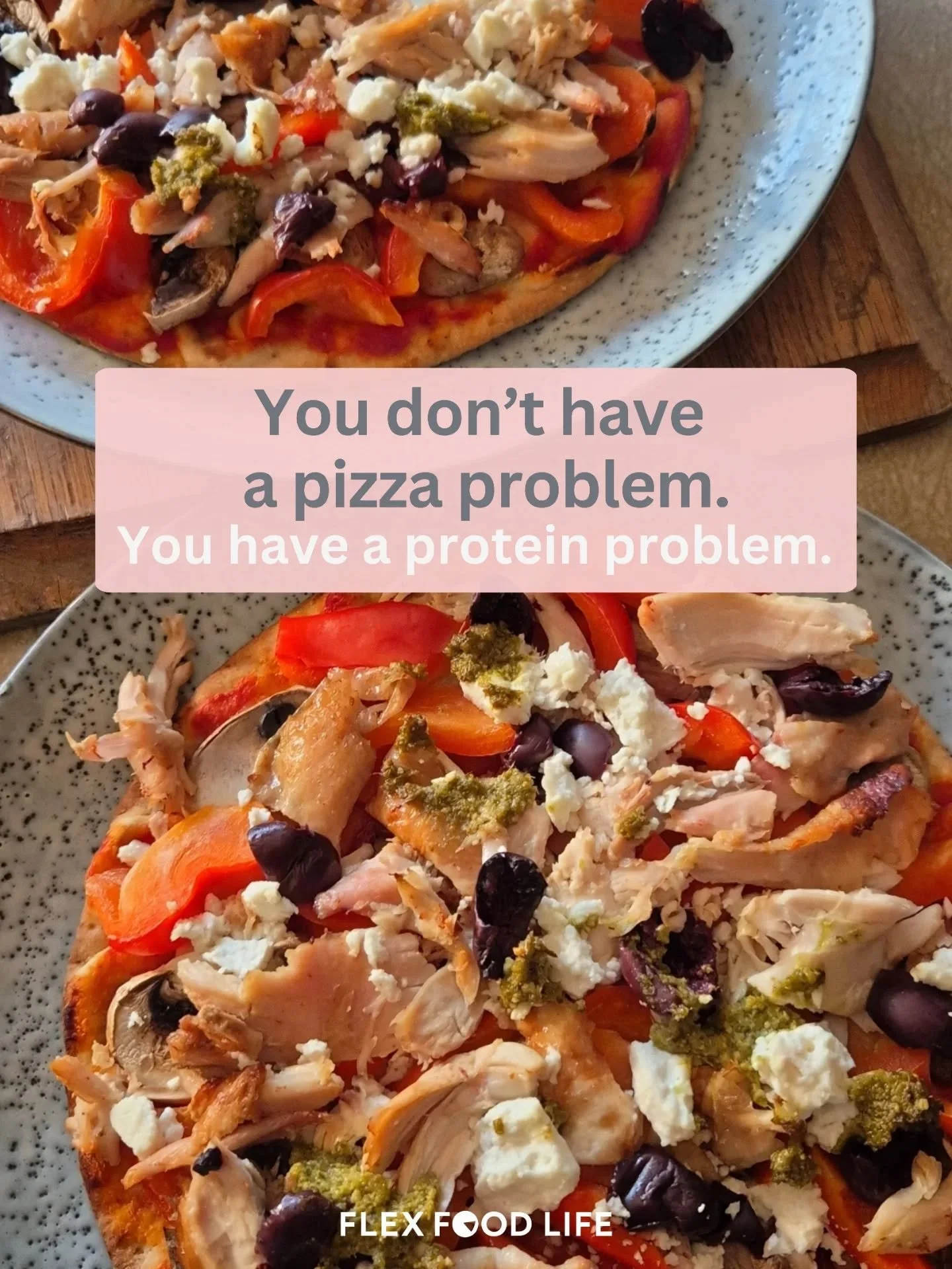 You don&rsquo;t have a pizza problem.
You have a protein problem. 🙃

Most women don&rsquo;t struggle because they eat pizza.

They struggle because they eat it without enough protein, fibre or structure&hellip; then blame the food.

This is dinner:

