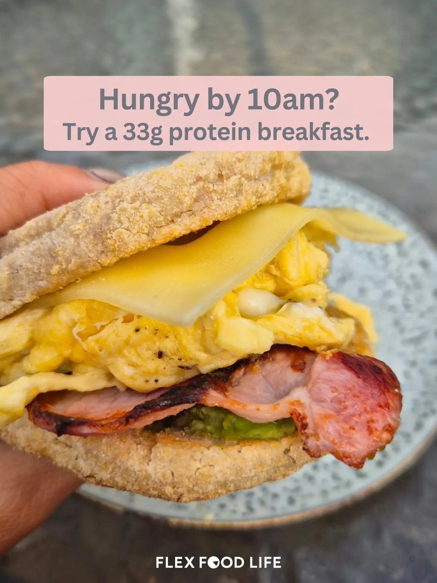 Still hungry an hour or two after breakfast?

It&rsquo;s rarely because you need 𝘭𝘦𝘴𝘴 𝘧𝘰𝘰𝘥.

Most of the time you just need 𝗺𝗼𝗿𝗲 𝗽𝗿𝗼𝘁𝗲𝗶𝗻.

This breakfast muffin has:
33g protein
26g carbs
20g fats
4g fibre

Wholemeal muffin + eggs 