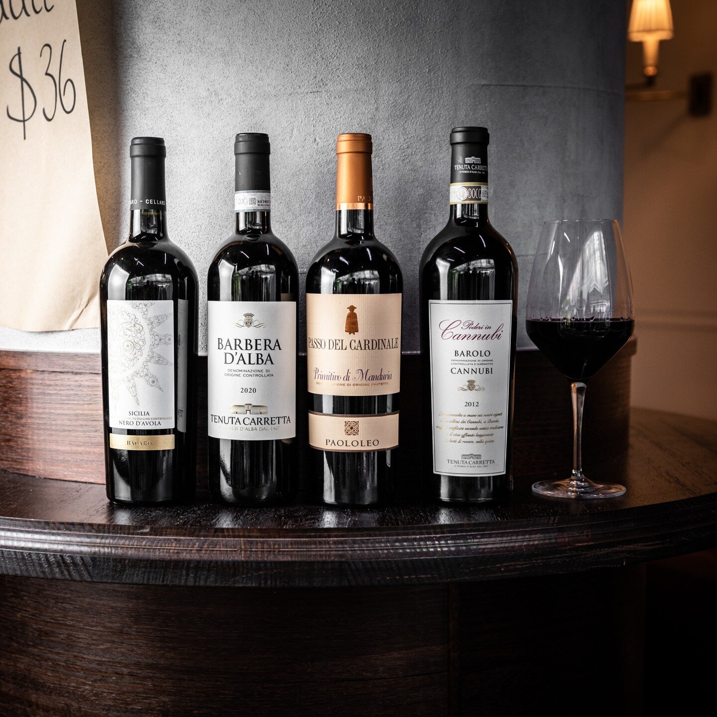 We have a fine selection of Italian wines from some of the worlds best producers, by the glass, carafe and bottle.