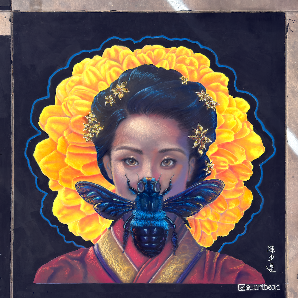 25.04.27 
“Bee Silent” 
Zion Chalk & Earth Fest. 
Springdale, Utah 
10’ x 10’