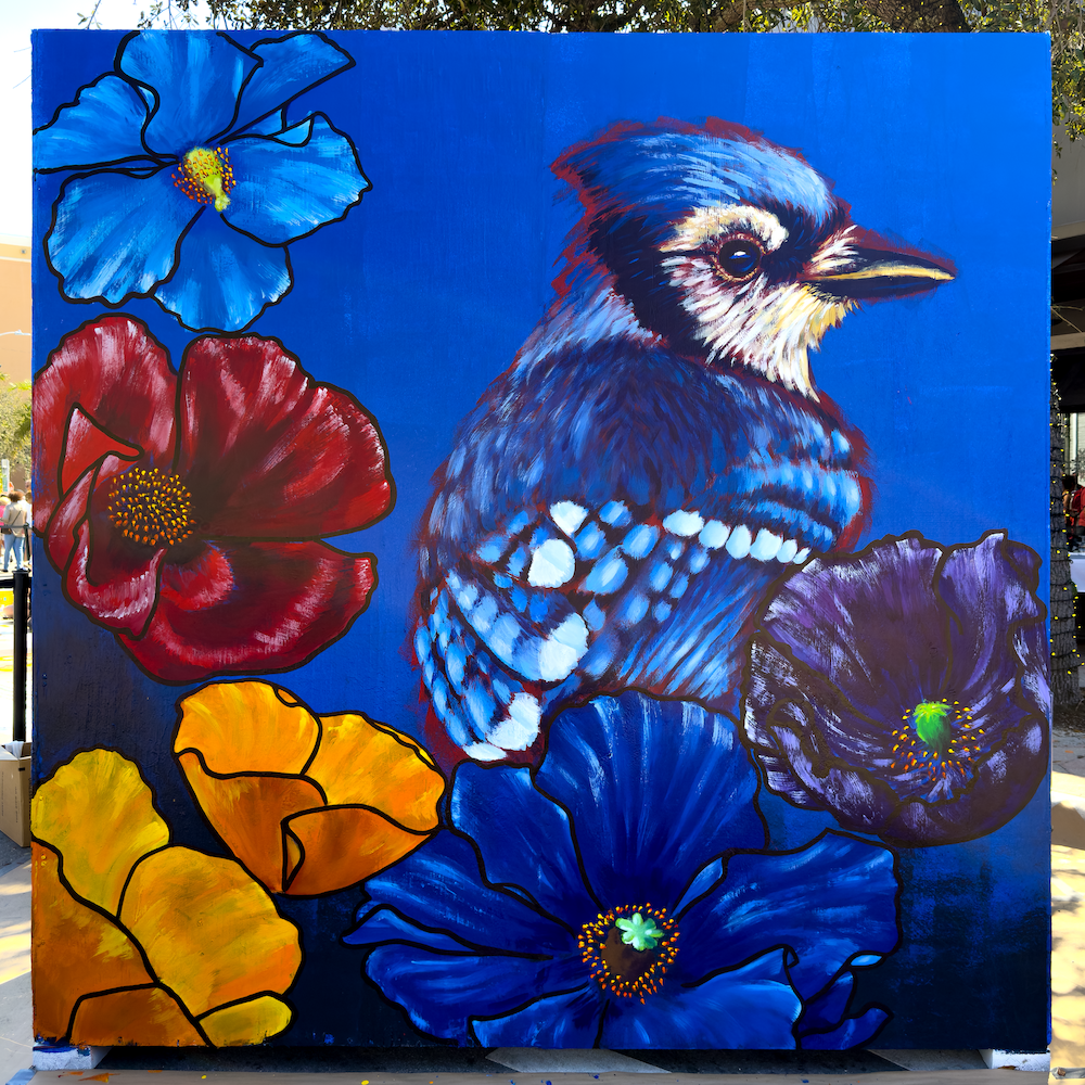 26.02.22 
“Poppy Jay” 
Lake Worth Street Painting Fest 
Lake Worth Beach, Florida 
8'x8' x8'x4'