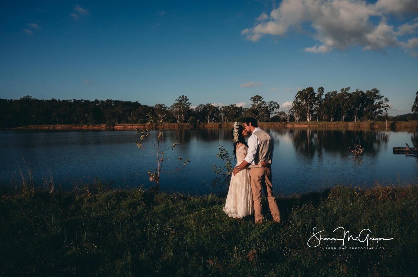 The property at Mt Hallen (Esk), QLD, where this couple got married had it all, rolling hills, beautiful bushland, orchards and this beautiful dam, which luckily had receded a little after the floods so we could access it and get images right next to