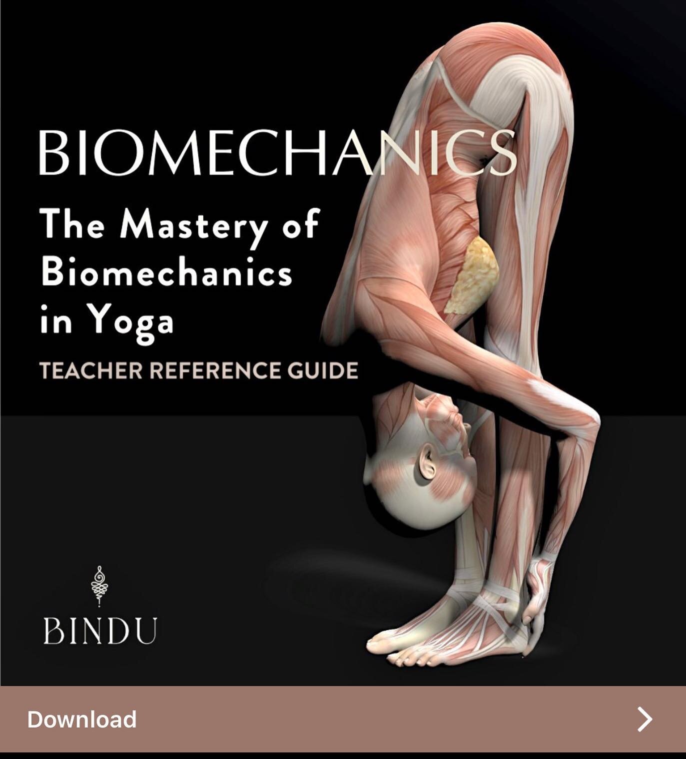 🔻BIOMECHANICS 🔻check out @binduinstitute for this free guide to the Biomechanics of Yoga that I wrote as part of their Yoga &amp; Mystical Arts faculty. ✨I used to think Anatomy &amp; Biomechanics was dry, head based stuff until I dove deep and put