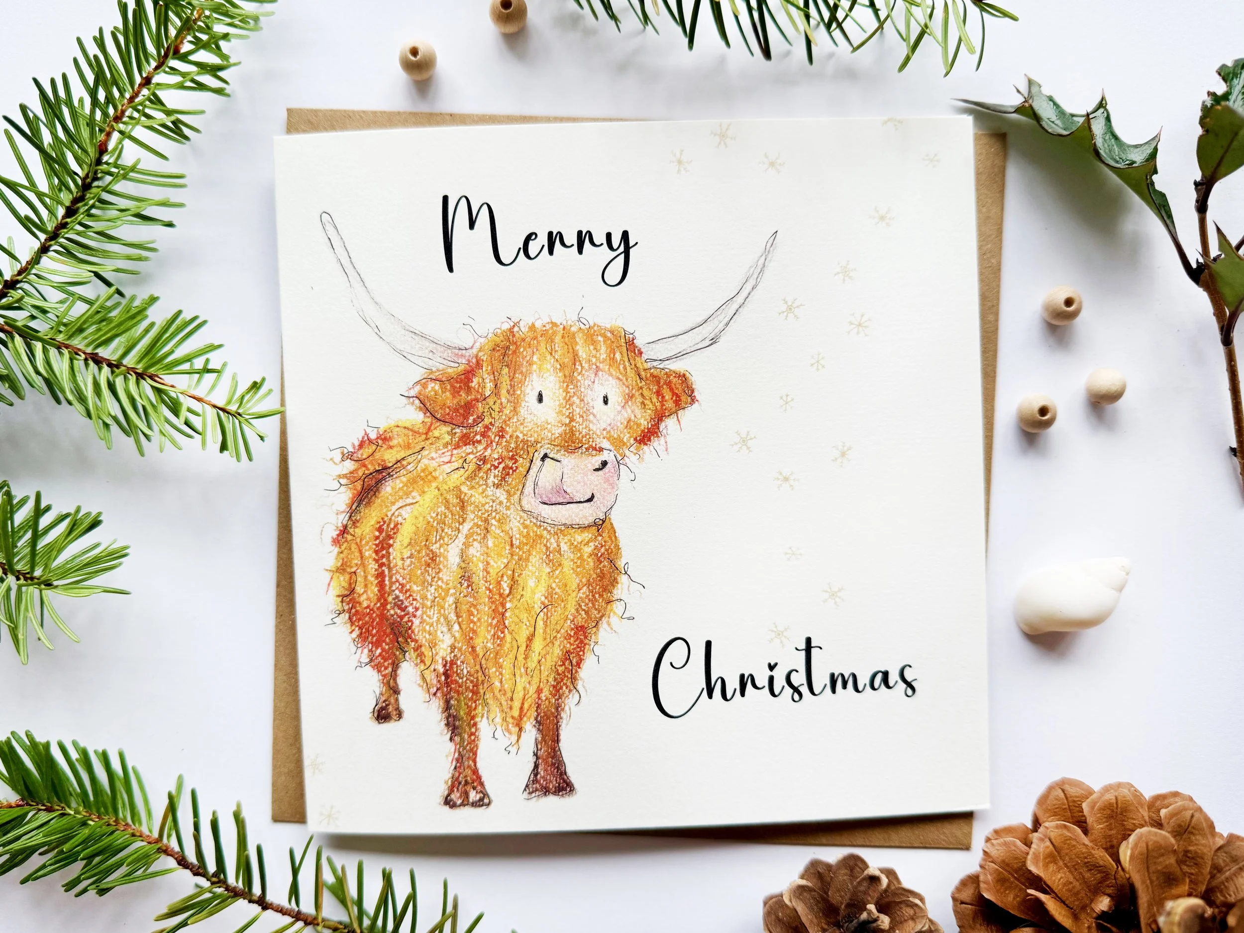 Highland Cow Christmas card