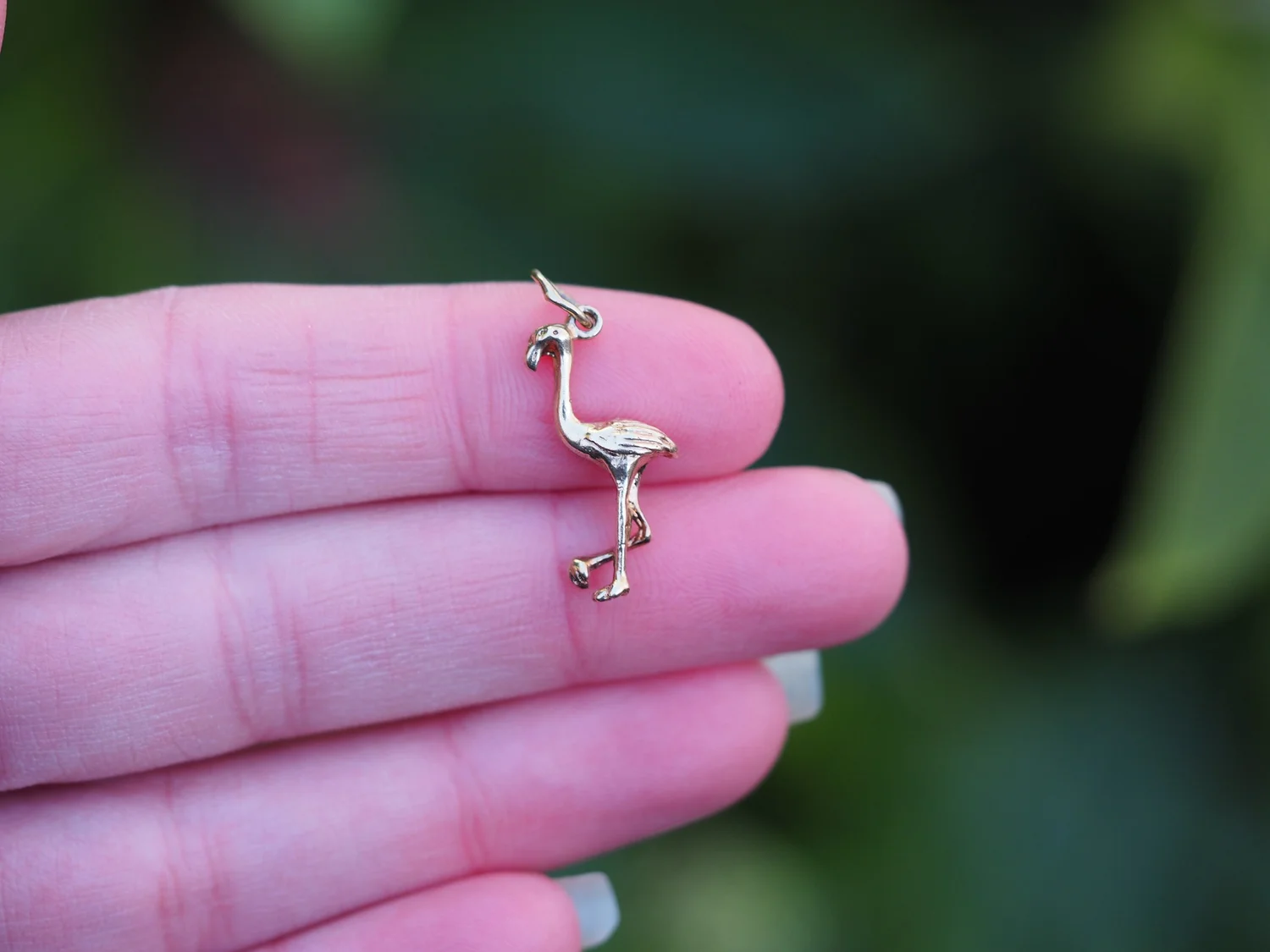 Vintage 1970s Solid 14k Gold Flamingo Charm Pendant — Bathtub Gems