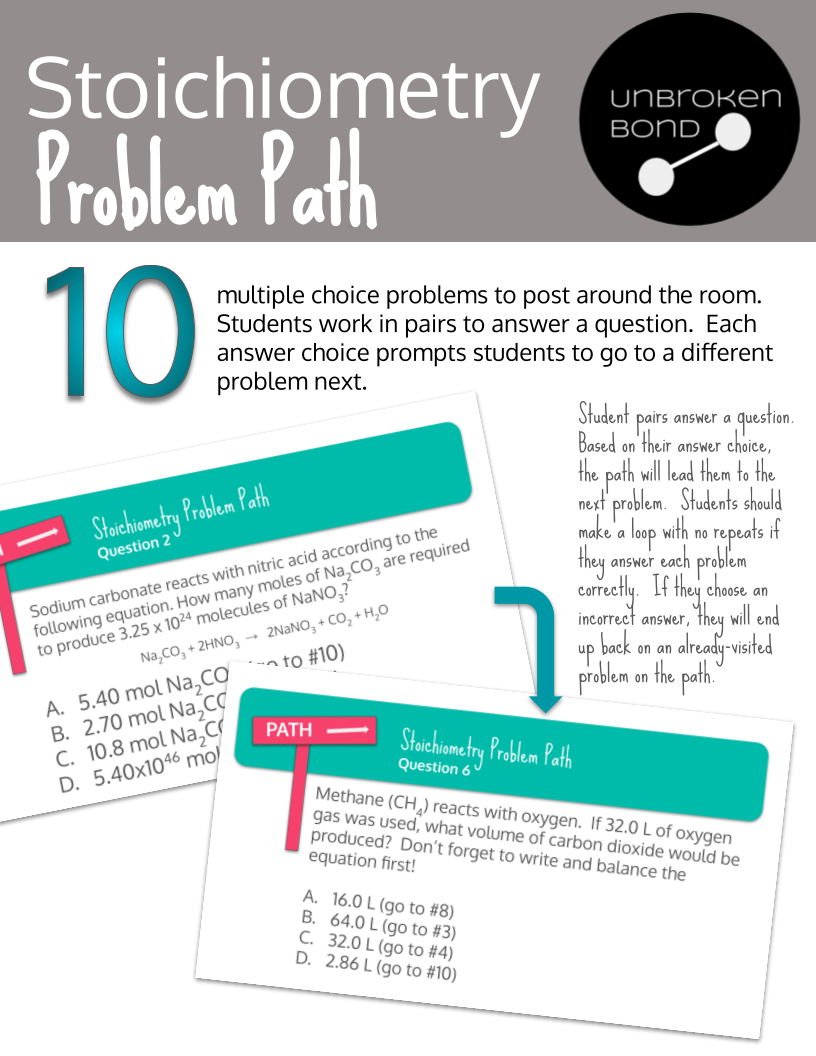 Chemistry Stoichiometry Problem Path Preview