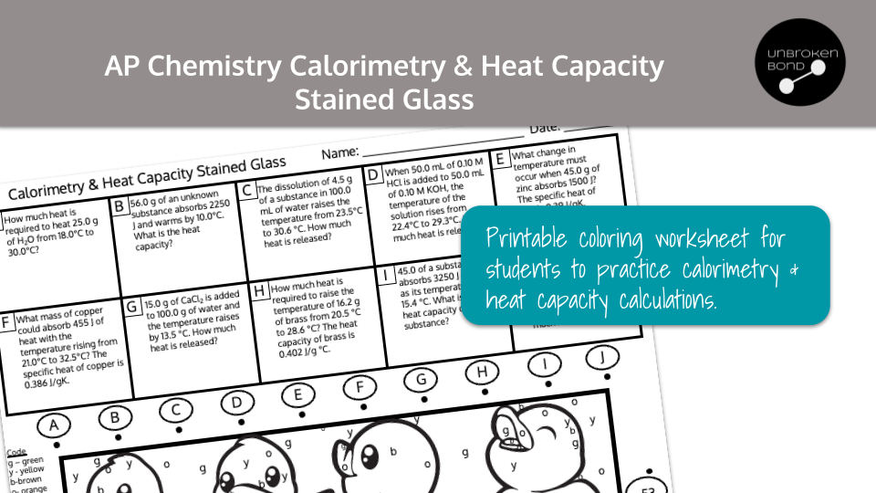 AP Chemistry Calorimetry &amp; Heat Capacity Stained Glass Preview Image 1