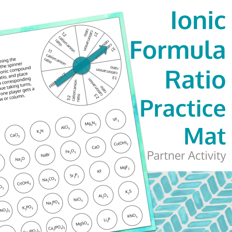 Chemistry Ionic Formula Ratio Practice Mat