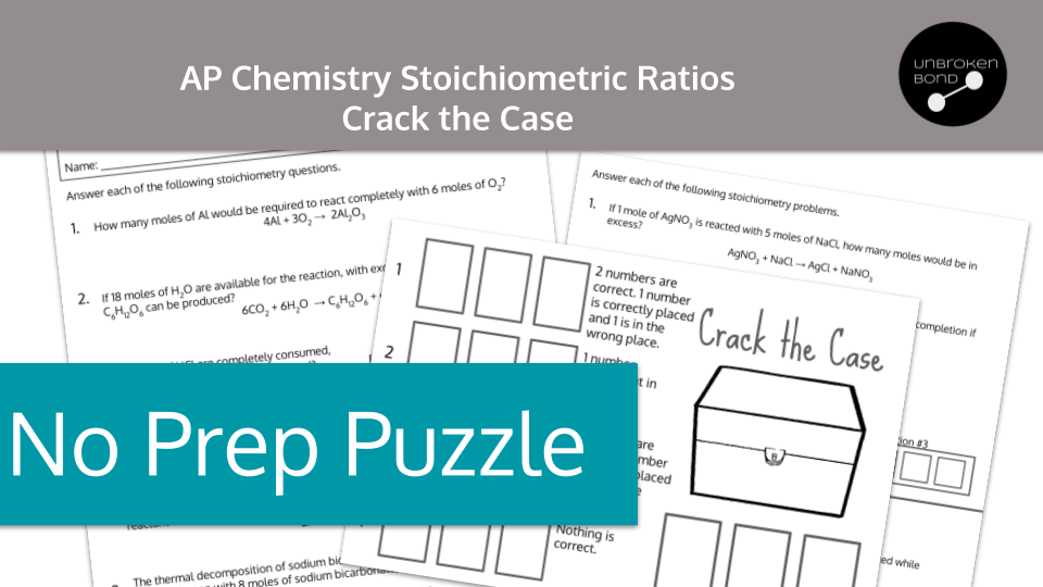 AP Chemistry Stoichiometric Ratios Crack the Case Puzzle Activity Preview Image 1