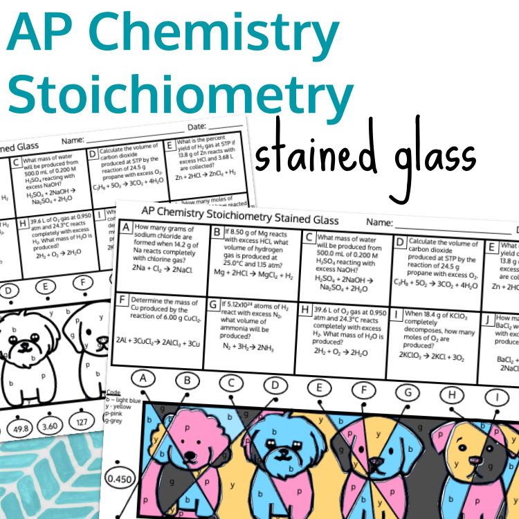 AP Chemistry Stoichiometry Stained Glass Color By Code Worksheet