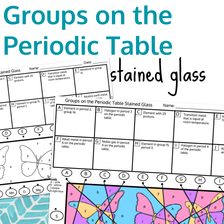 Groups on the Periodic Table Stained Glass Color by Code Worksheet