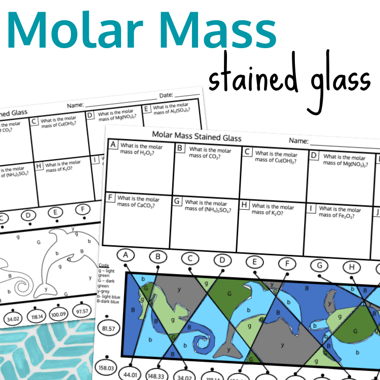 Molar Mass Stained Glass Color by Code Worksheet