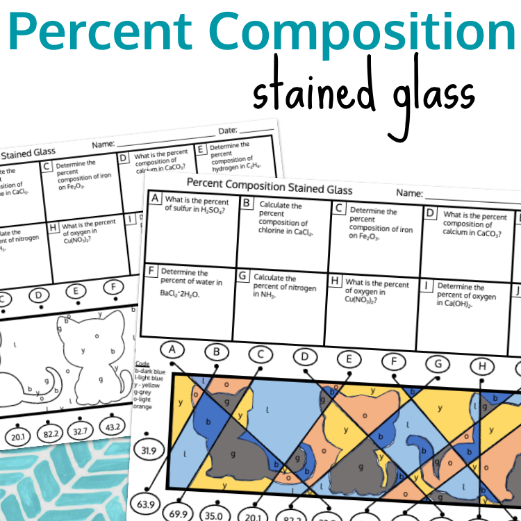 Percent Composition Stained Glass Color By Code Worksheet