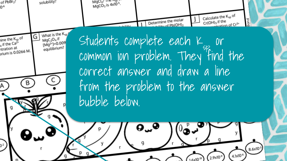 Ksp and the Common Ion Stained Glass Worksheet Preview Image 2