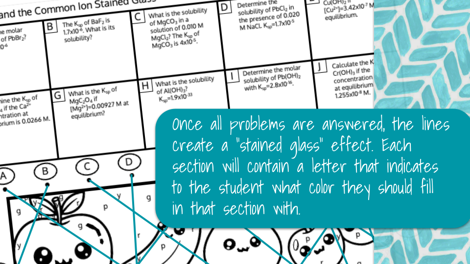 Ksp and the Common Ion Stained Glass Worksheet Preview Image 3