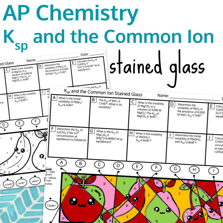 Ksp and the Common Ion Stained Glass Color by Code Worksheet