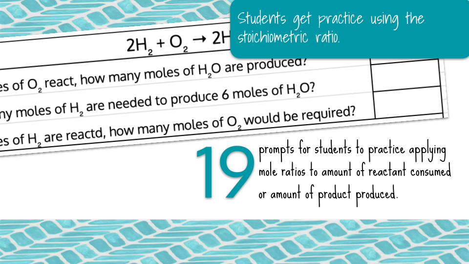 Chemistry Stoichiometric Ratios Mole Ratios Pixel Art Preview Image 2
