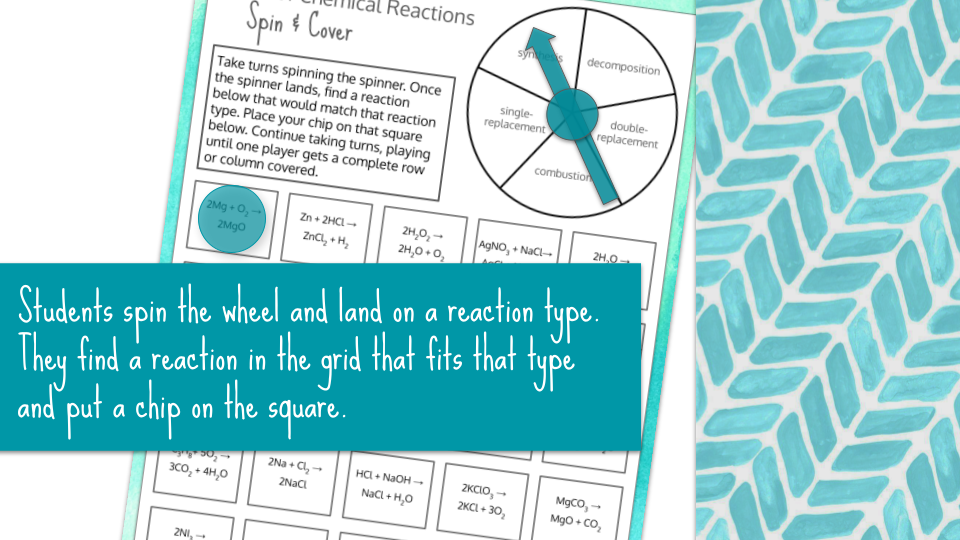 Identifying Types of Chemical Reactions Spin and Cover Preview Image 2