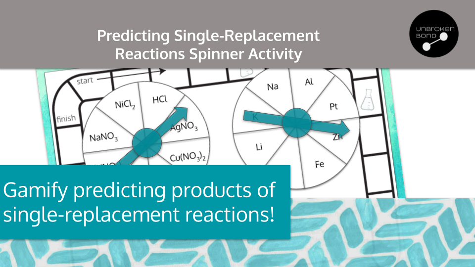 Predicting Single Replacement Products Spinner Activity Game Board Preview Image 1