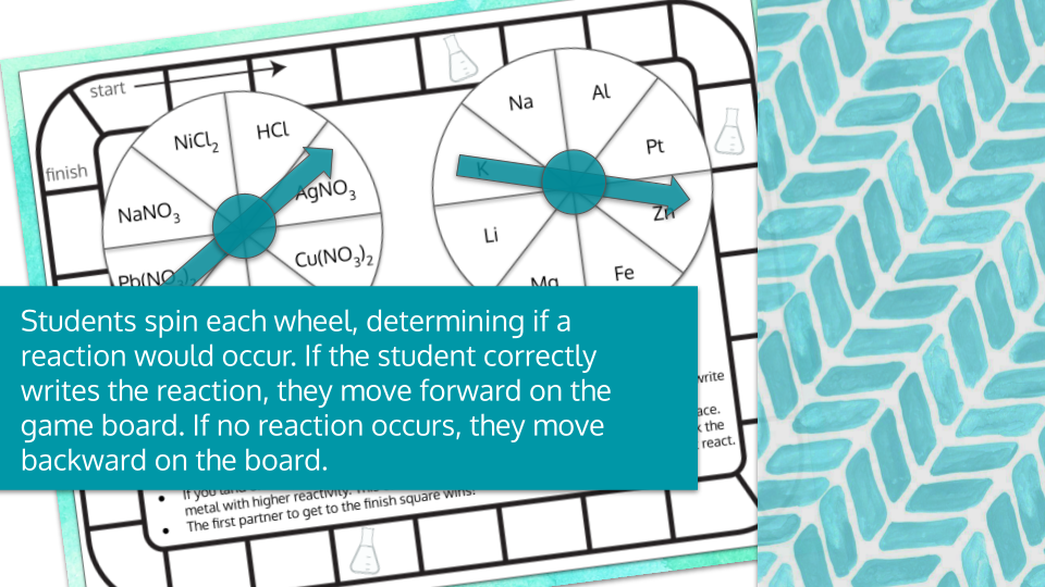 Predicting Single Replacement Products Spinner Activity Game Board Preview Image 2