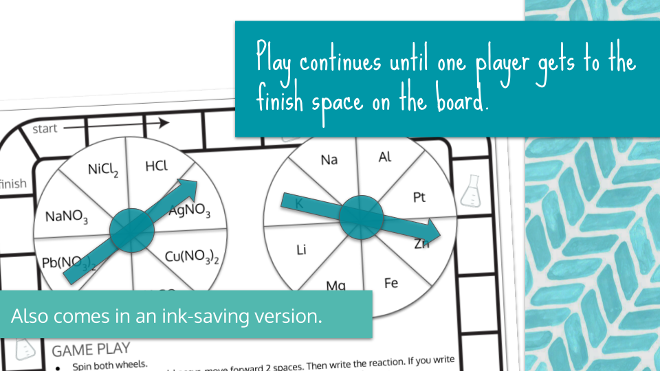 Predicting Single Replacement Products Spinner Activity Game Board Preview Image 3