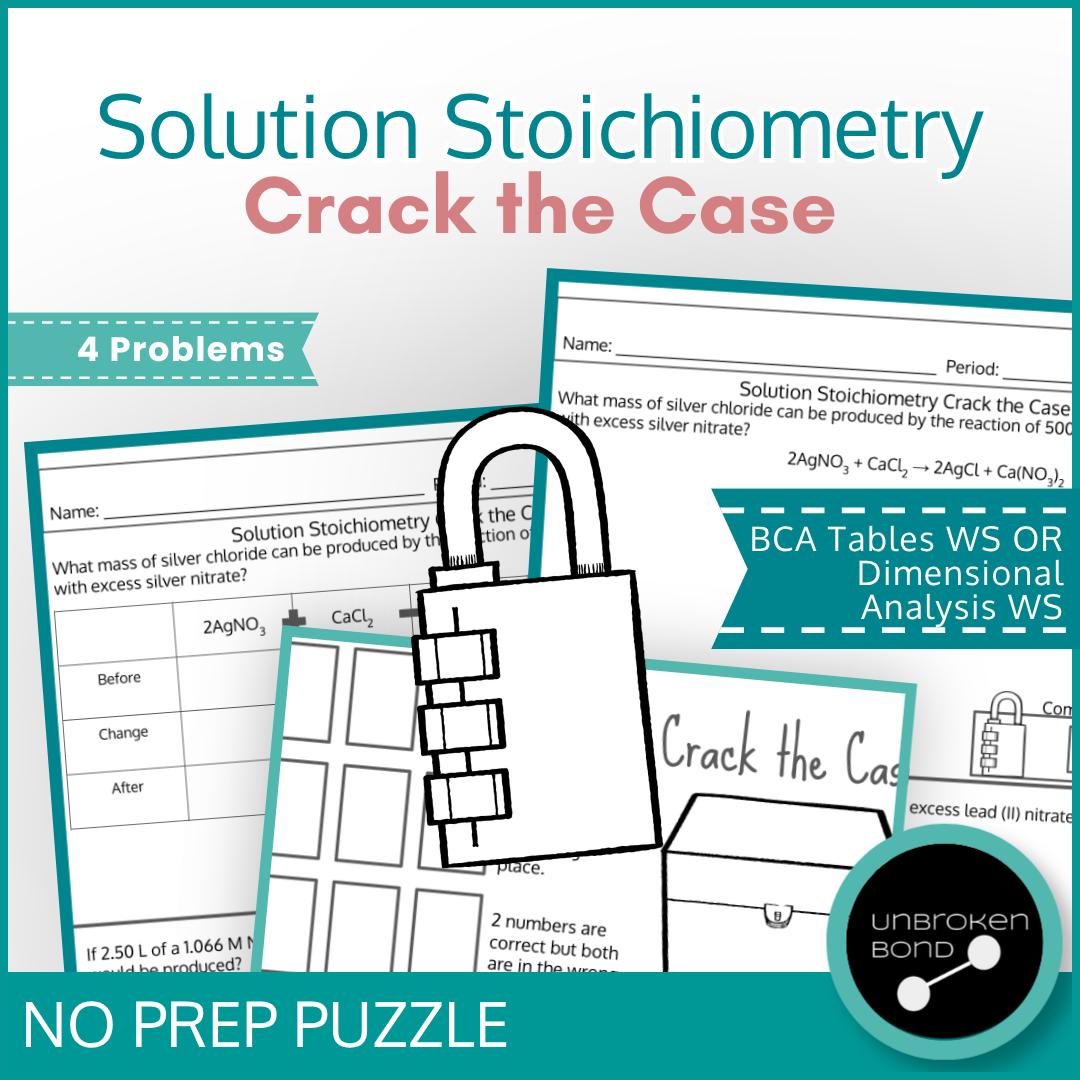 Solution Stoichiometry Crack the Case | Molarity Chemistry Review Activity