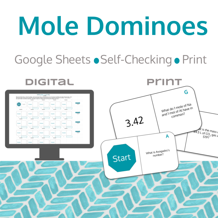 Chemistry Mole Empirical Formulas Dominoes Print Digital Self Check Activity