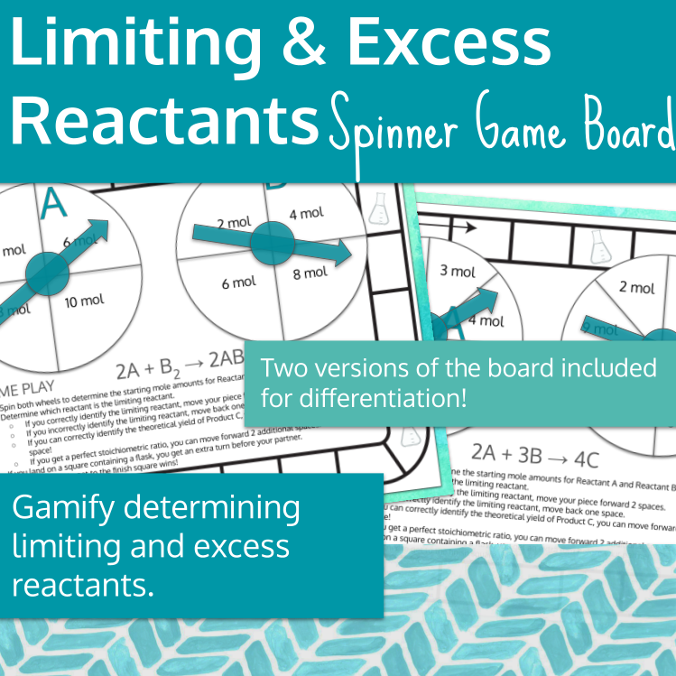 Chemistry Limiting Reactant Theoretical Yield Spinner Game Partner Activity