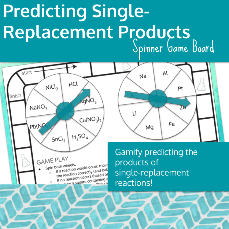 Chemistry Predicting Single Replacement Reactions Spinner Game Partner Activity