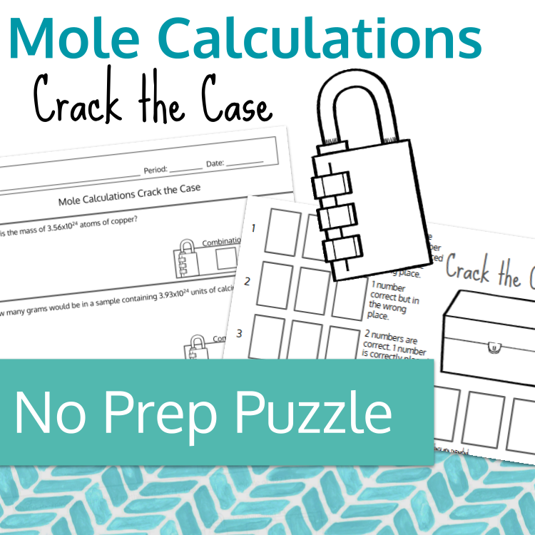 Chemistry Mole Conversion Calculations Crack the Case Puzzle Worksheets