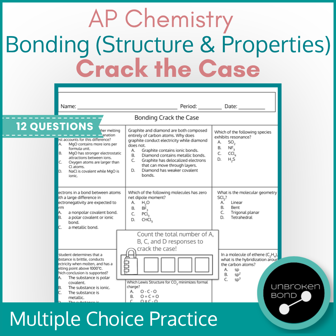 AP Chemistry Unit 2 Bonding Structure Properties Multiple Choice Review Activity