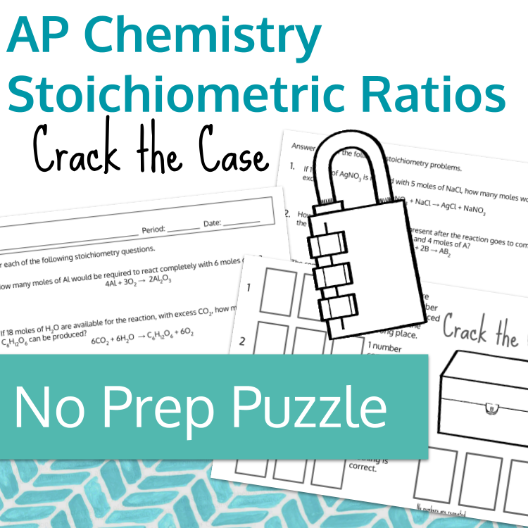 AP Chemistry Stoichiometric Ratios Crack the Case Puzzle Worksheet Activity