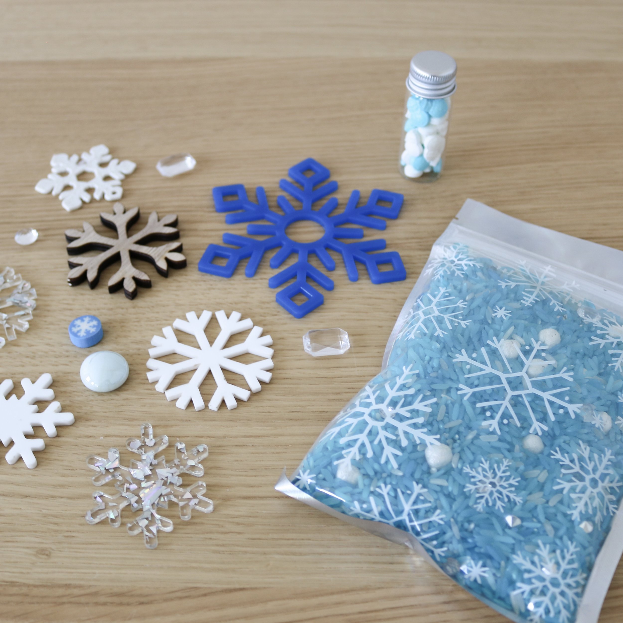 Highway to Railway Mini Snowflake Sensory Kit and Exploration By Invitation Exploration Jar