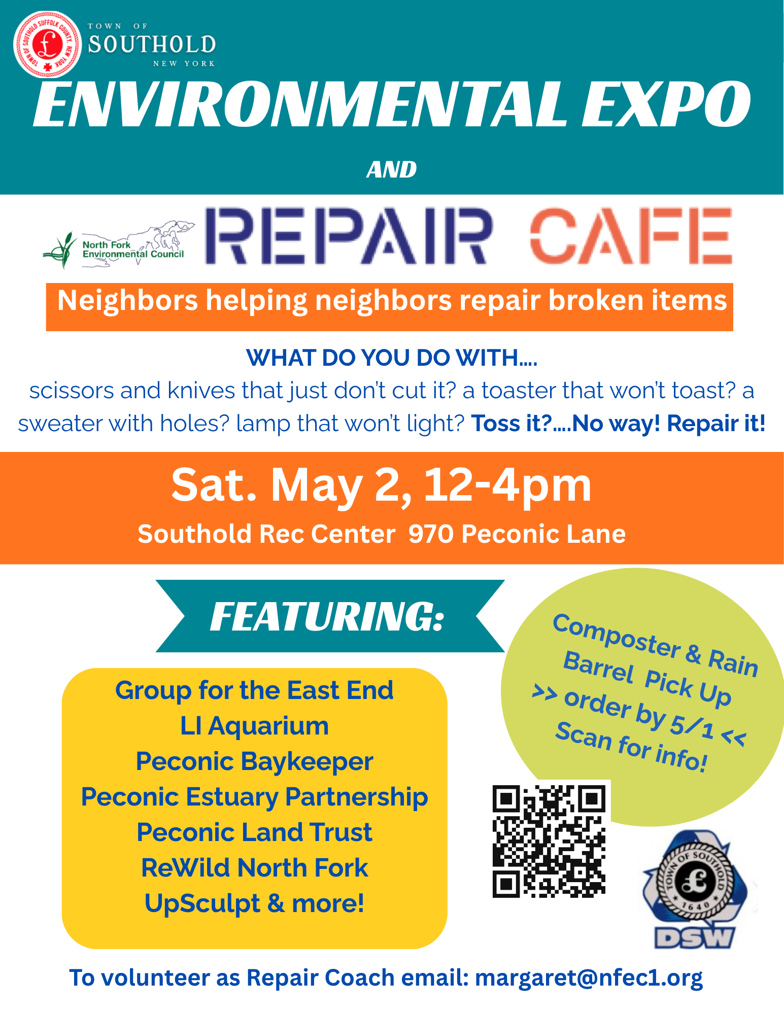 Environmental Expo and Repair Cafe Sponsored by: The Southold Town Conservation Advisory Council and the NFEC