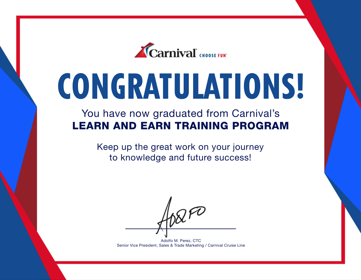Carnival Training Certificate