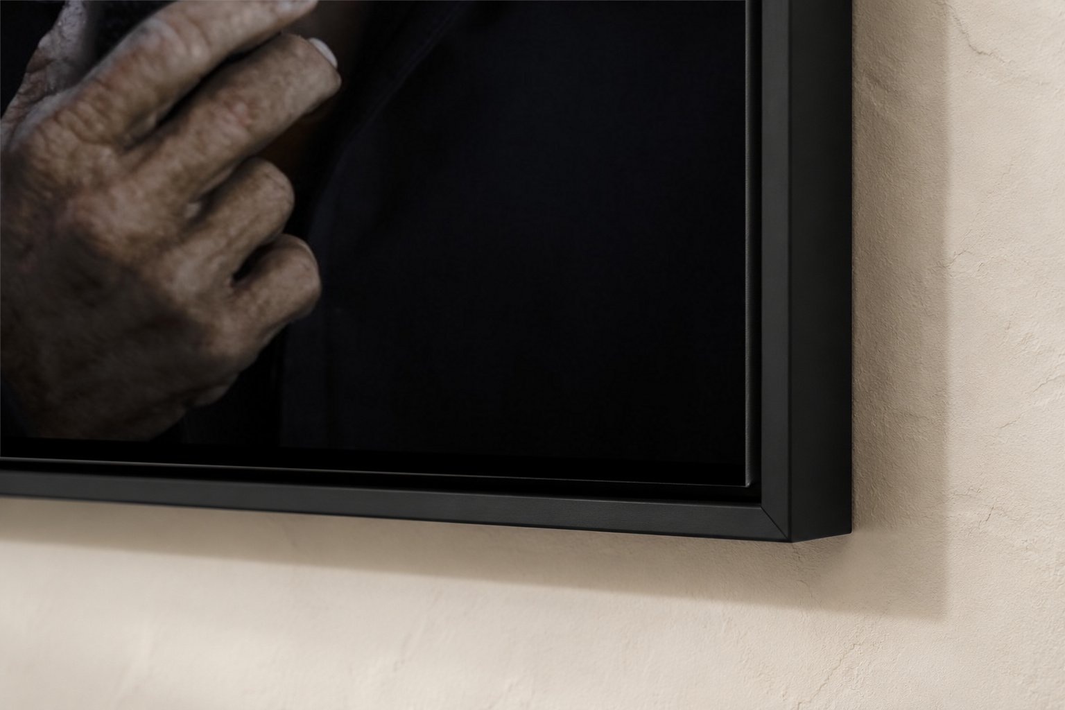 Detail of Packy by Broc Ellinger, limited edition fine art canvas in a custom black float frame
