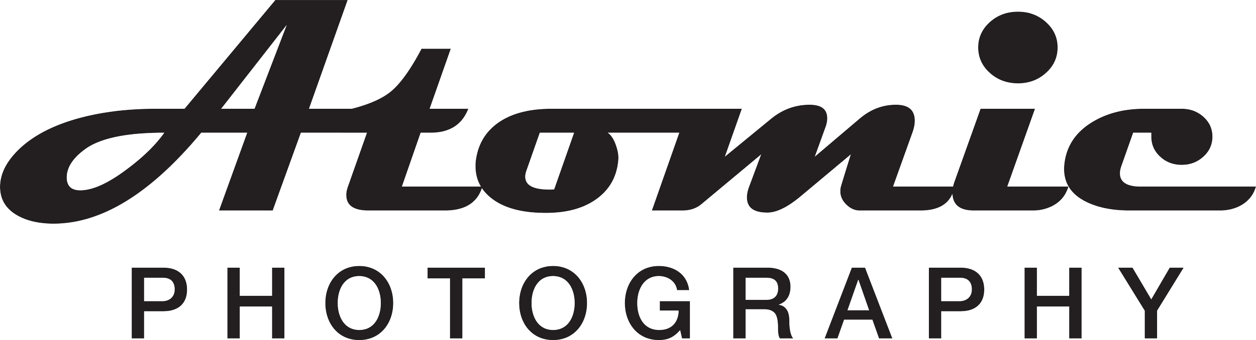 Actomic Photography logo in black with stylized text.