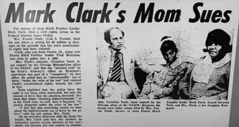 News clipping of Mrs. Fannie Clark, Mark's mother, and his sister, Rose. Image courtesy of Rose Clark Morris.