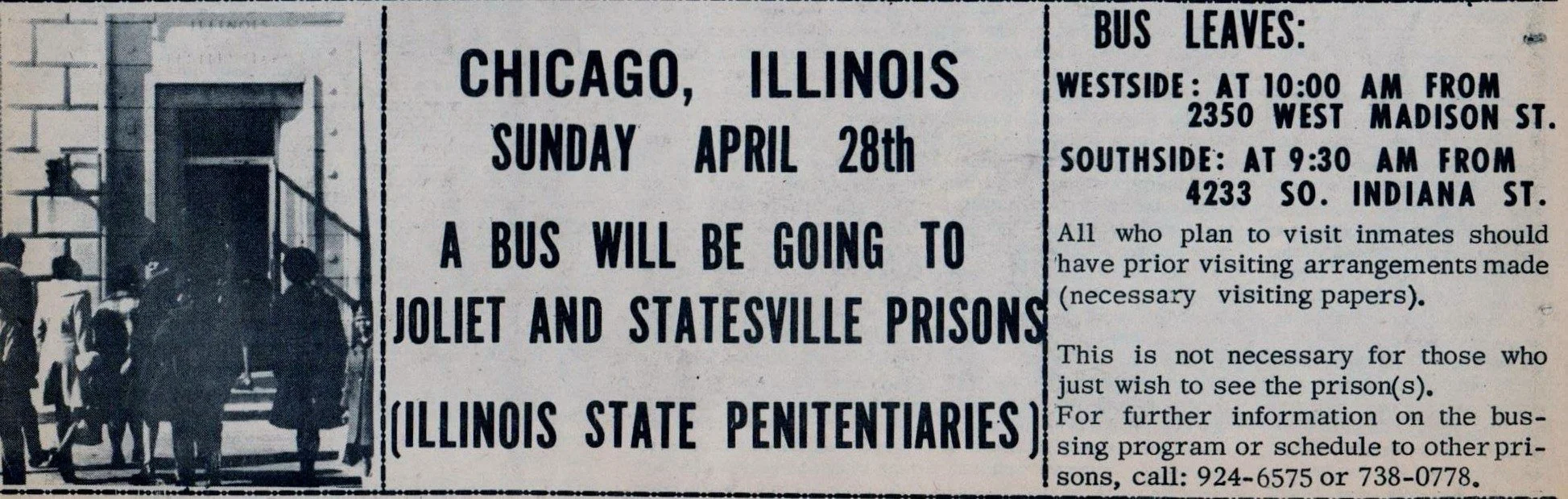 Story on the Illinois Chapter's Free Bus to Prison Program, The Black Panther Newspaper, June 19, 1972