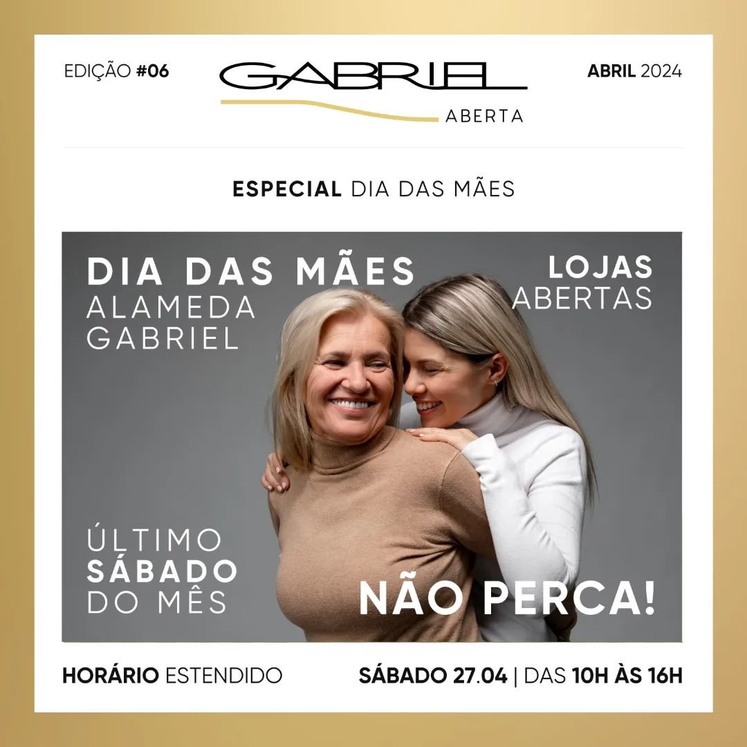 Neste dia das m&atilde;es vamos homenagear o amor e a dedica&ccedil;&atilde;o. Por isso, convidamos voc&ecirc; a se juntar a n&oacute;s na Gabriel Aberta especial dia das m&atilde;es, que vai acontecer dia 27.04 no &uacute;ltimo s&aacute;bado do m&ec