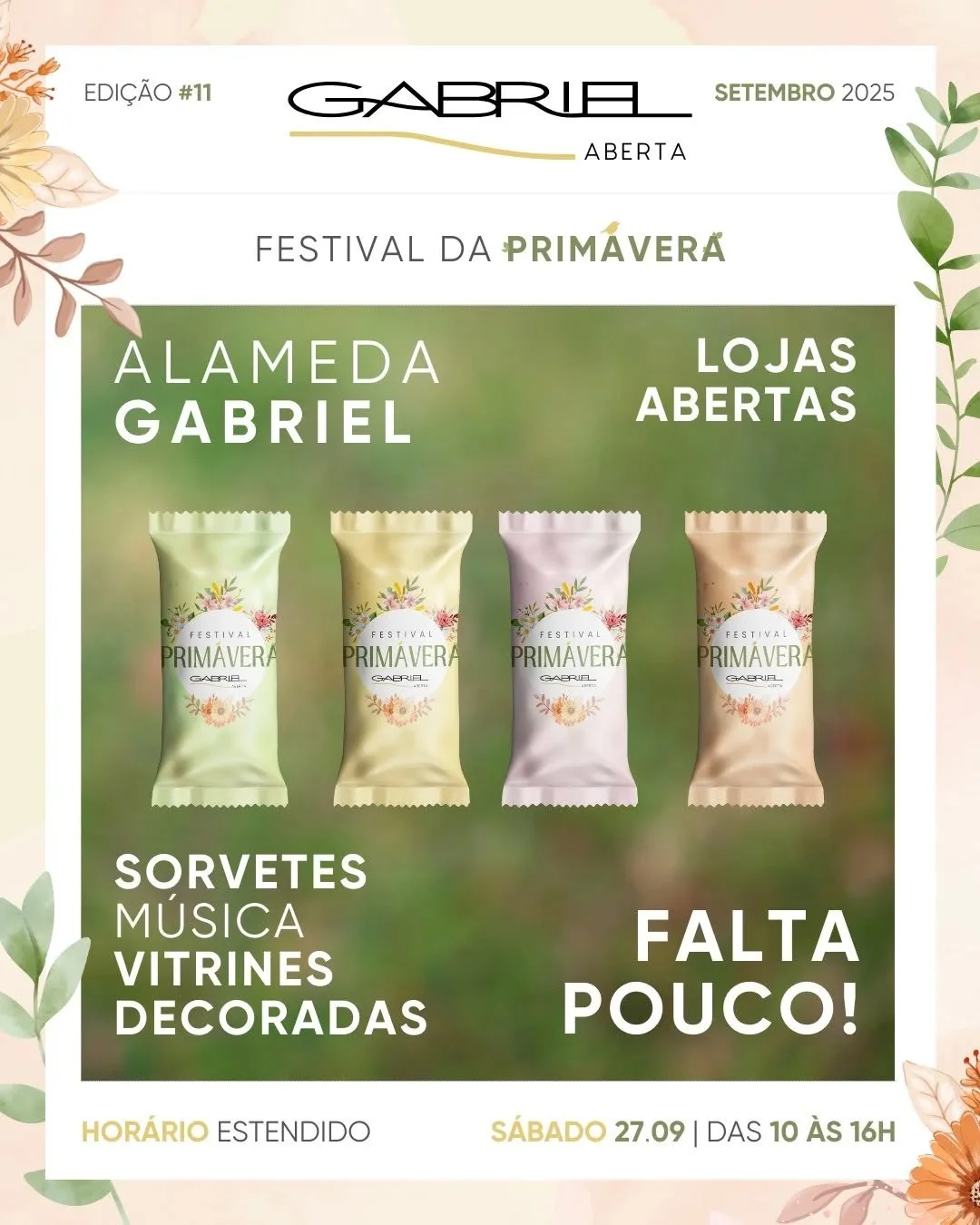 Est&aacute; Quase na Hora do Festival de Primavera!

Falta pouco para a Alameda ganhar cores, m&uacute;sica, sorvete e muitas a&ccedil;&otilde;es especiais. As lojas j&aacute; est&atilde;o se preparando com vitrines incr&iacute;veis e um clima de fes