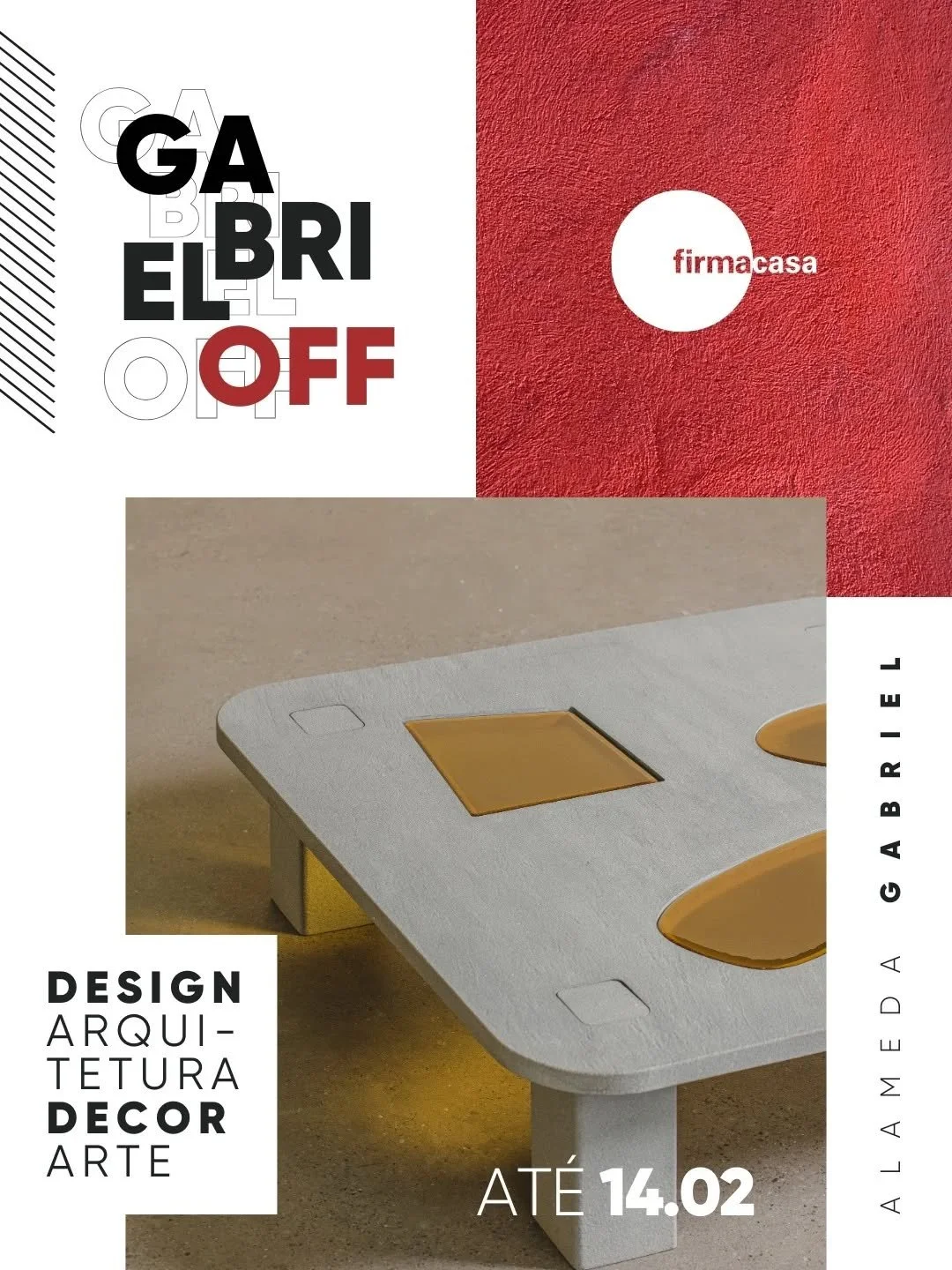Durante o GABRIEL OFF, a @firmacasa re&uacute;ne m&oacute;veis de design que elevam ambientes e d&atilde;o identidade aos projetos.

📞 Atendimento e informa&ccedil;&otilde;es:
(11) 3385-9595

📍 Onde encontrar:
Alameda Gabriel Monteiro da Silva, 148