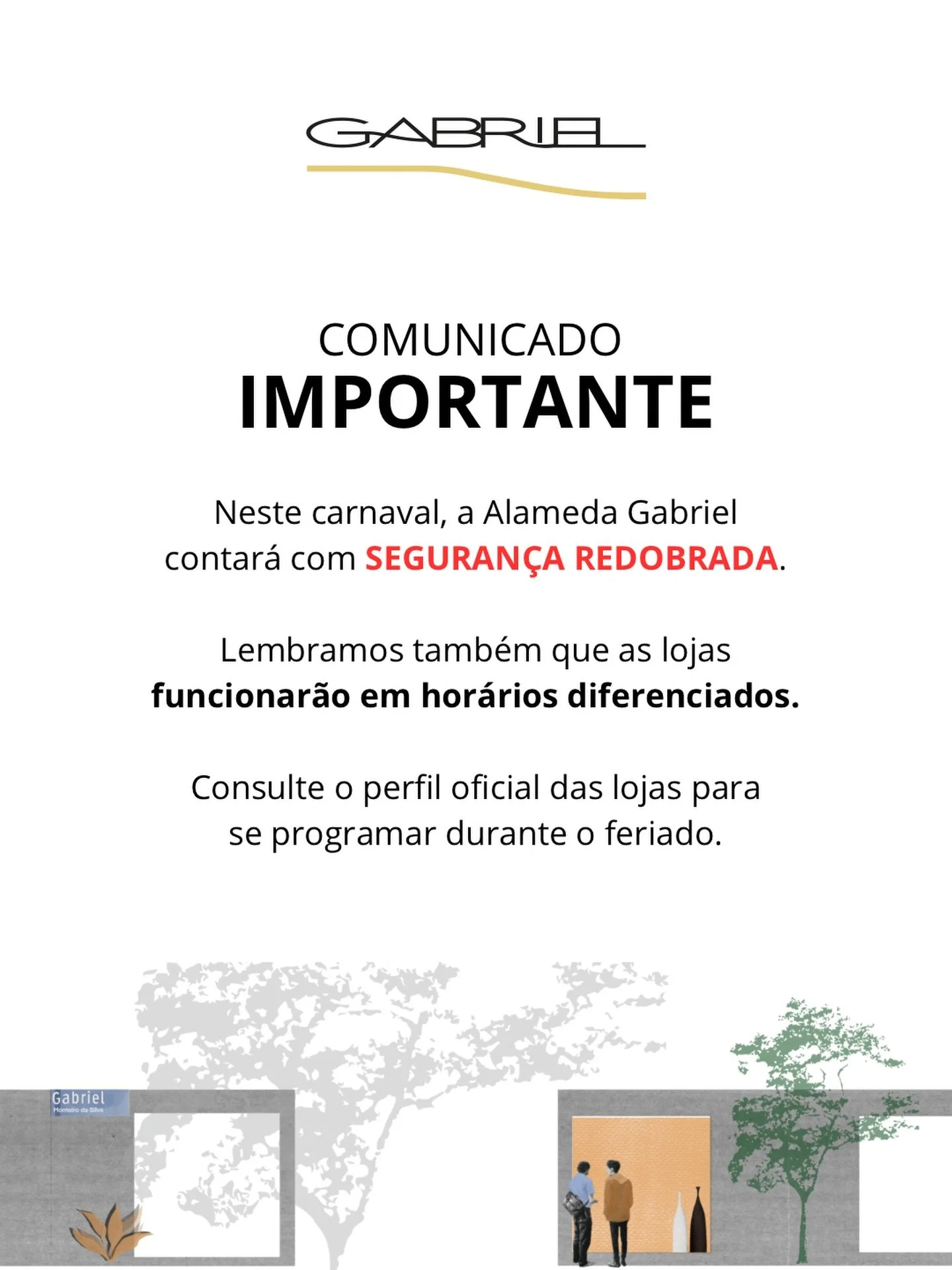 Neste Carnaval, refor&ccedil;amos o nosso compromisso com a seguran&ccedil;a da Alameda e de seus visitantes. Al&eacute;m disso, consulte o perfil oficial das lojas para conferir o hor&aacute;rio especial de feriado. Um &oacute;timo Carnaval a todos!
